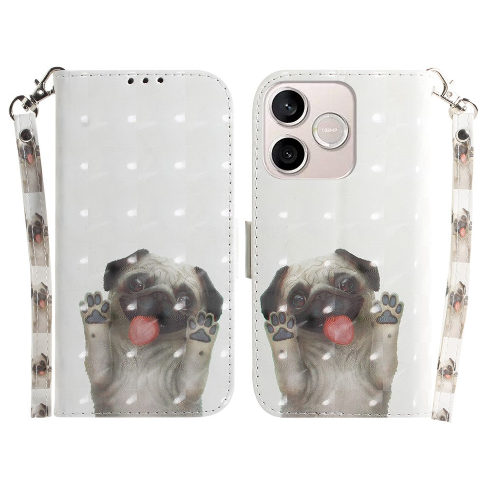 For Honor 600 Lite 5G Case Pattern Printing Leather Wallet Phone Cover with Wrist Strap