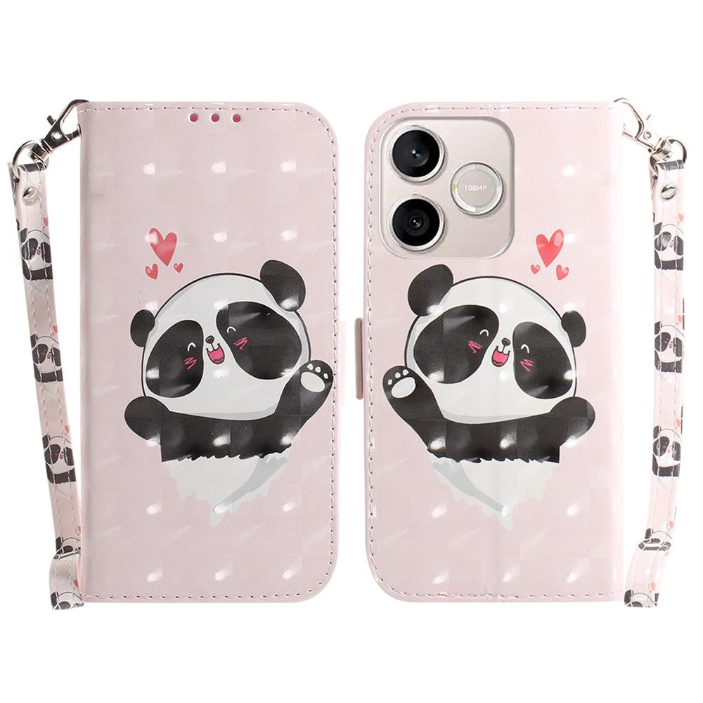 For Honor 600 Lite 5G Case Pattern Printing Leather Wallet Phone Cover with Wrist Strap