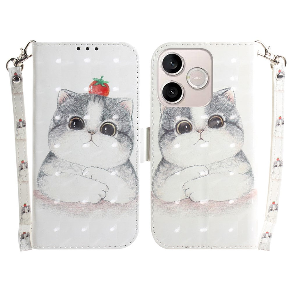 For Honor 600 Lite 5G Case Pattern Printing Leather Wallet Phone Cover with Wrist Strap