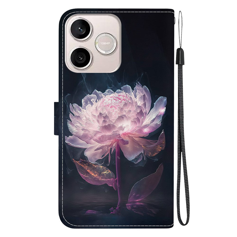 For Honor 600 Lite 5G Wallet Phone Case Anti-Drop Pattern Printing Leather Flip Cover with Strap