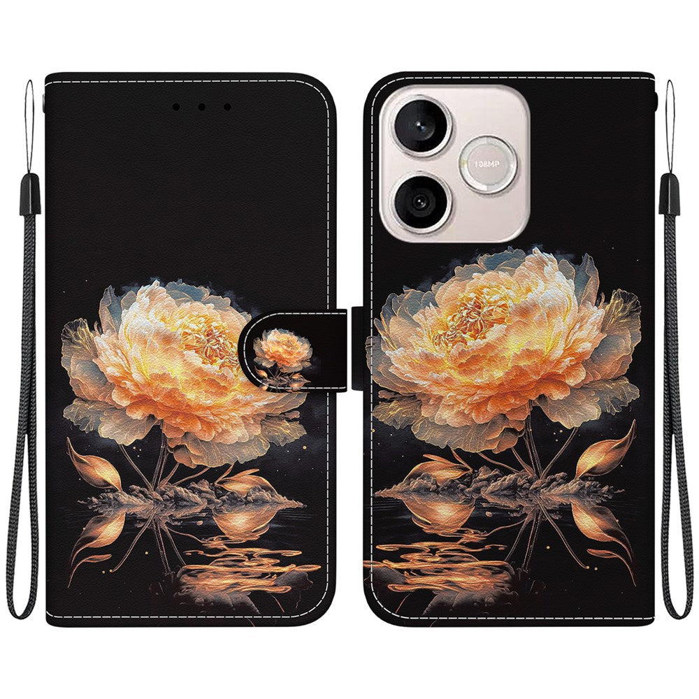 For Honor 600 Lite 5G Wallet Phone Case Anti-Drop Pattern Printing Leather Flip Cover with Strap