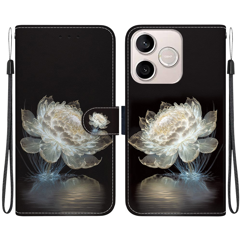 For Honor 600 Lite 5G Wallet Phone Case Anti-Drop Pattern Printing Leather Flip Cover with Strap
