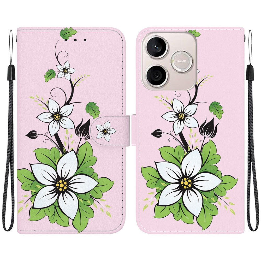 For Honor 600 Lite 5G Wallet Phone Case Anti-Drop Pattern Printing Leather Flip Cover with Strap