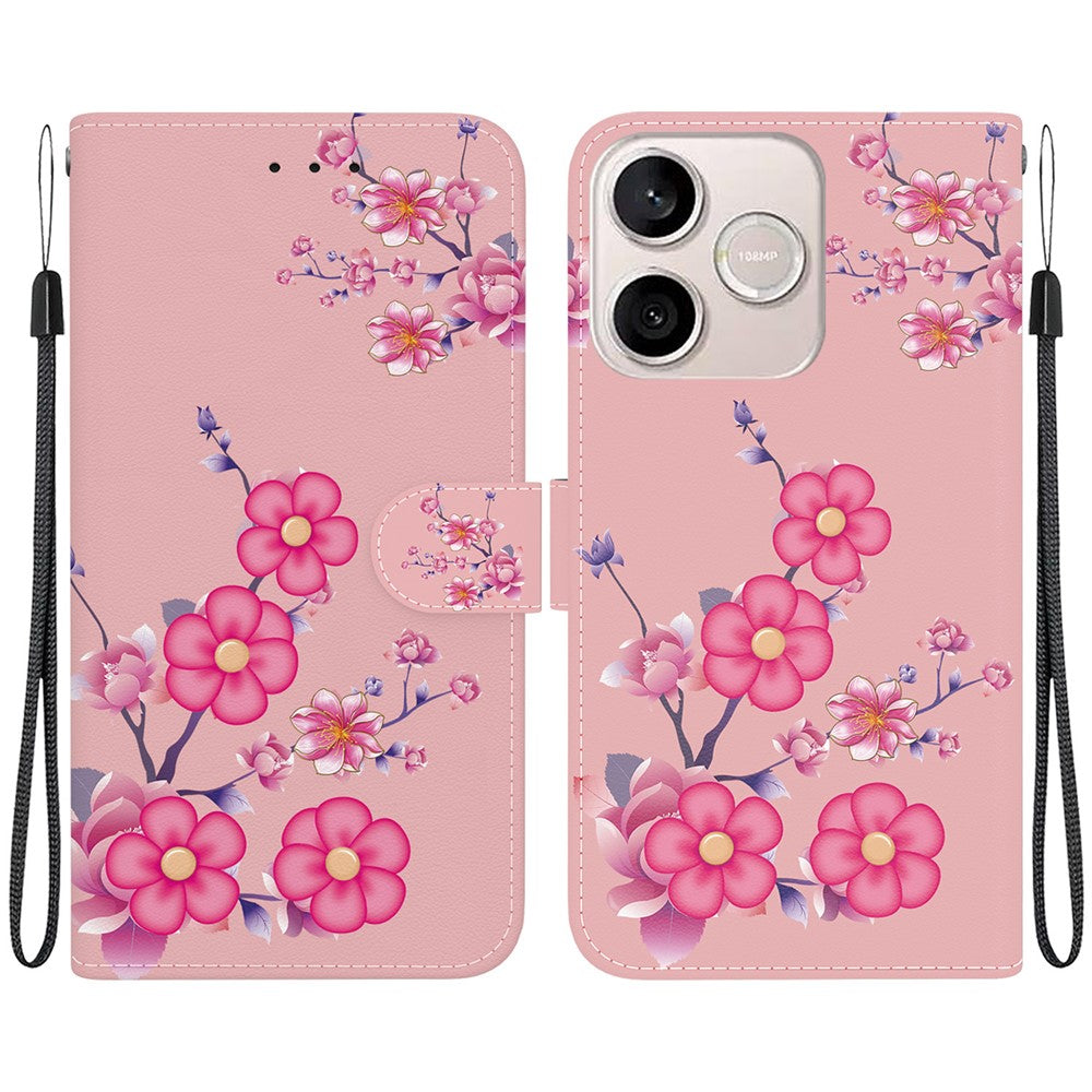 For Honor 600 Lite 5G Wallet Phone Case Anti-Drop Pattern Printing Leather Flip Cover with Strap