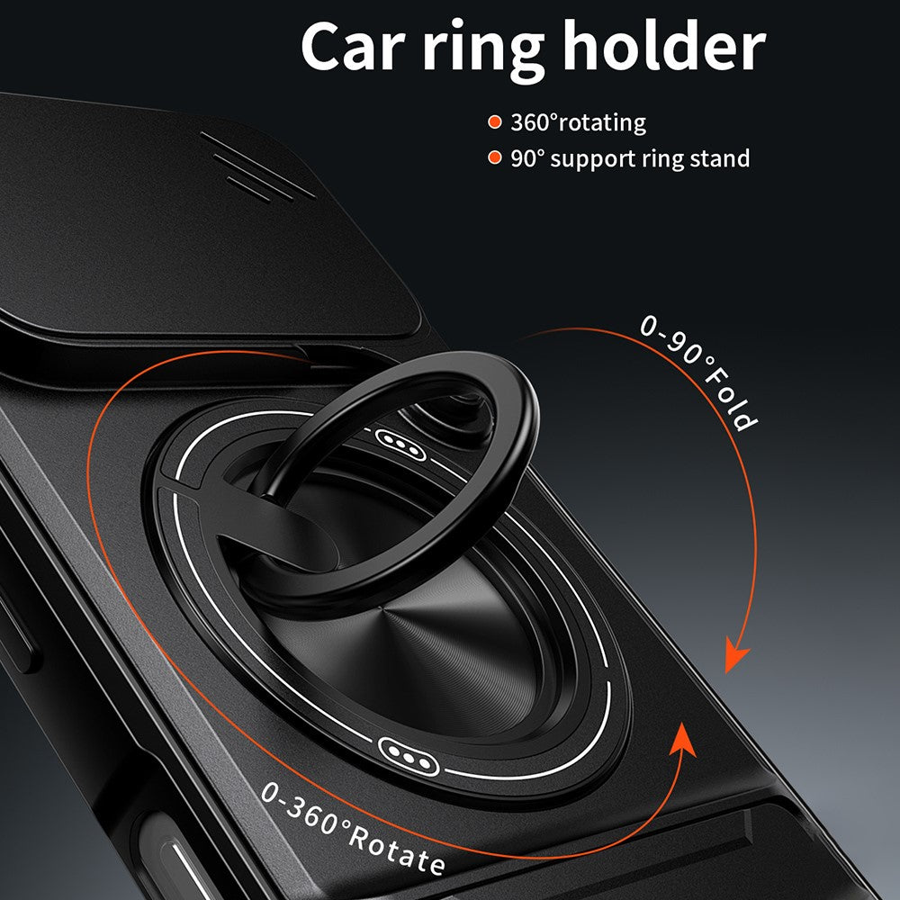 For Honor 600 Pro 5G / 600 5G Magnetic Case Ring Holder Foldable Kickstand TPU PC Phone Cover with Camera Lens Slider