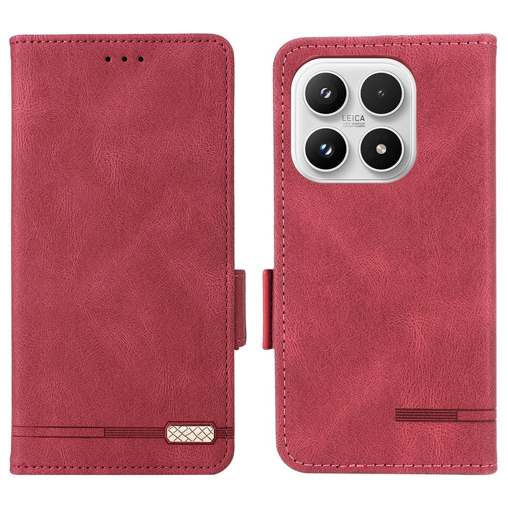 For Xiaomi 17 Case Leather Wallet Flip Phone Cover with Hardware Decor