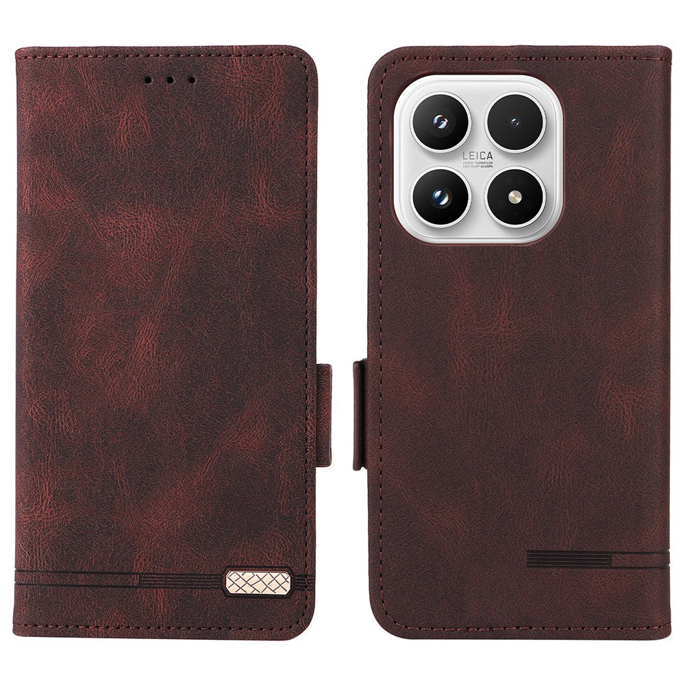 For Xiaomi 17 Case Leather Wallet Flip Phone Cover with Hardware Decor