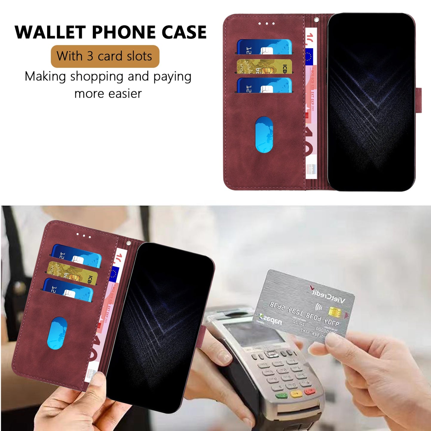 For Honor 600 5G Leather Case 7-Shaped Pattern Wallet Stand Shockproof Phone Cover
