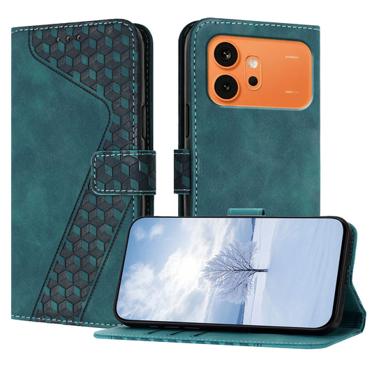 Honor 600 5G Handyhülle – Lederhülle mit 7-förmigem Muster, Brieftaschenständer, stoßfeste