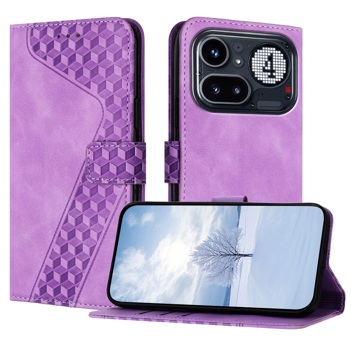For Nothing Phone (4a) Pro Leather Case 7-Shaped Pattern Wallet Stand Shockproof Phone Cover