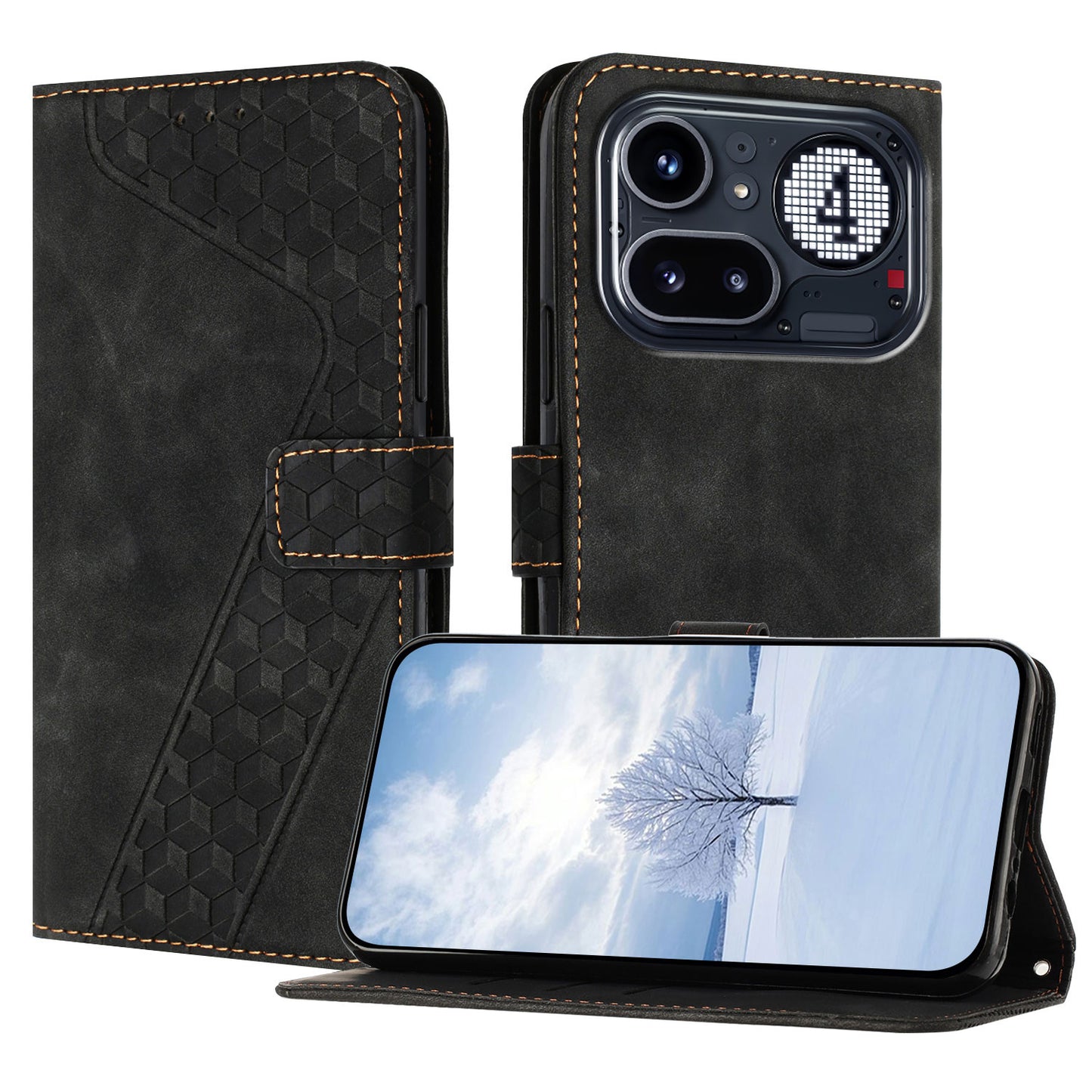 For Nothing Phone (4a) Pro Leather Case 7-Shaped Pattern Wallet Stand Shockproof Phone Cover