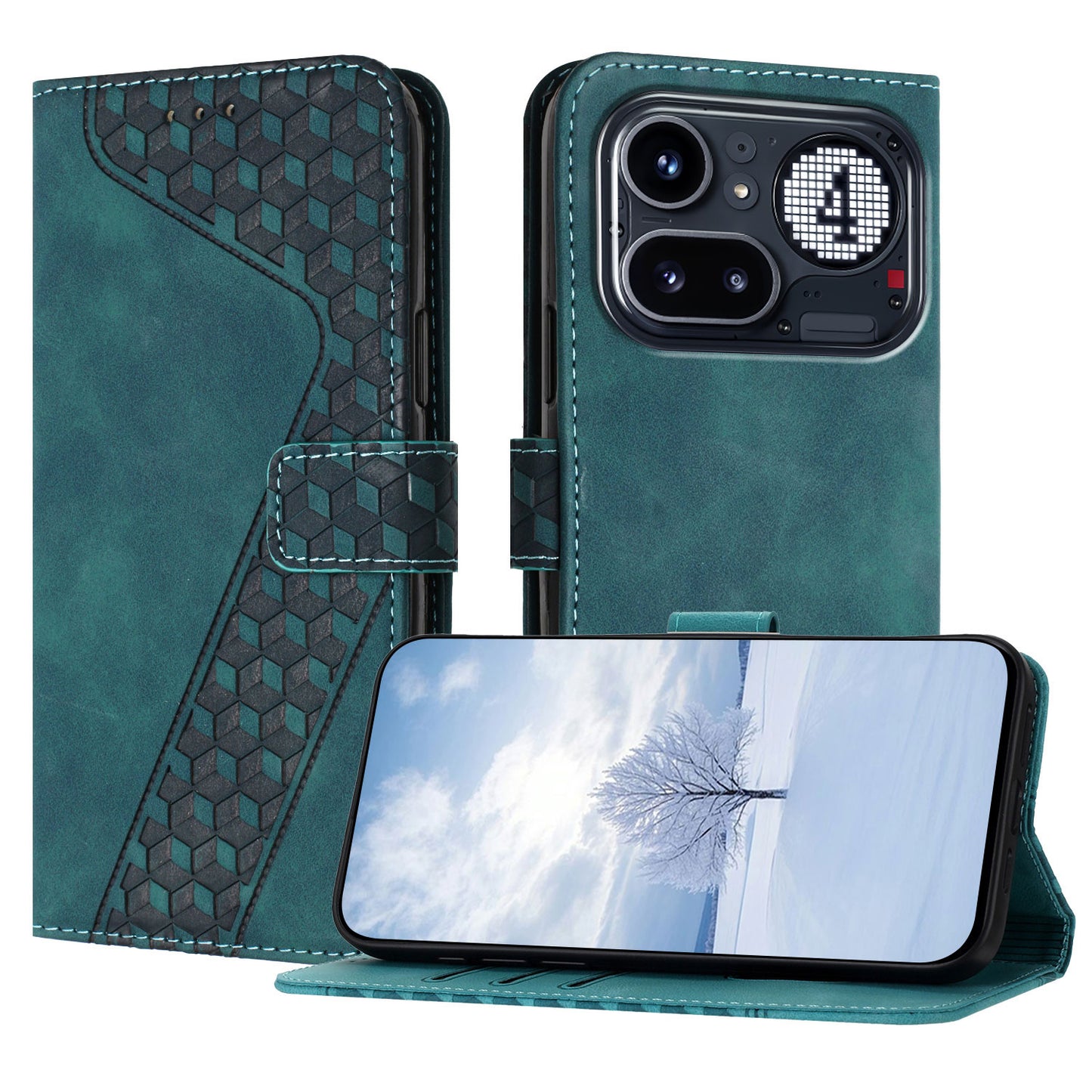 For Nothing Phone (4a) Pro Leather Case 7-Shaped Pattern Wallet Stand Shockproof Phone Cover