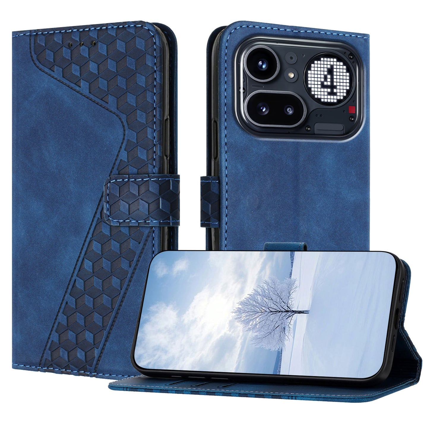 For Nothing Phone (4a) Pro Leather Case 7-Shaped Pattern Wallet Stand Shockproof Phone Cover