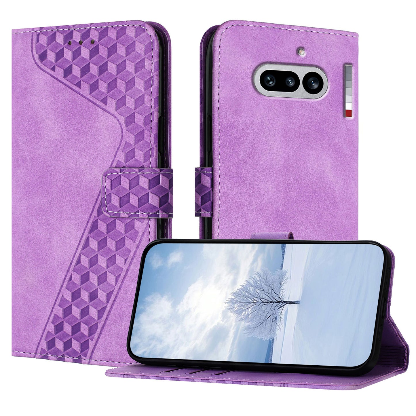 For Nothing Phone (4a) Leather Case 7-Shaped Pattern Wallet Stand Shockproof Phone Cover