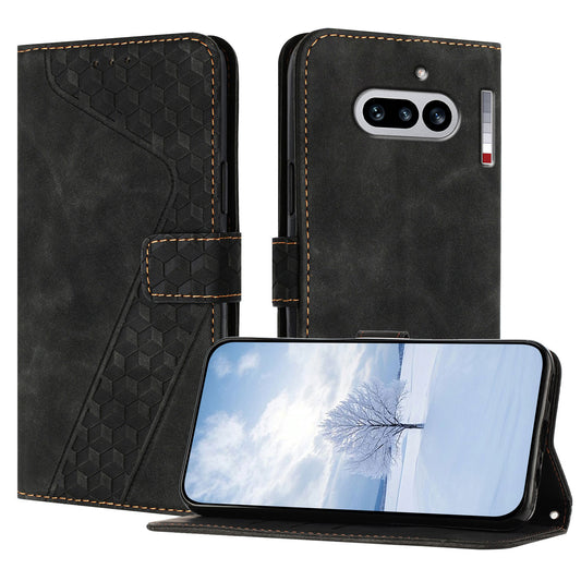 For Nothing Phone (4a) Leather Case 7-Shaped Pattern Wallet Stand Shockproof Phone Cover
