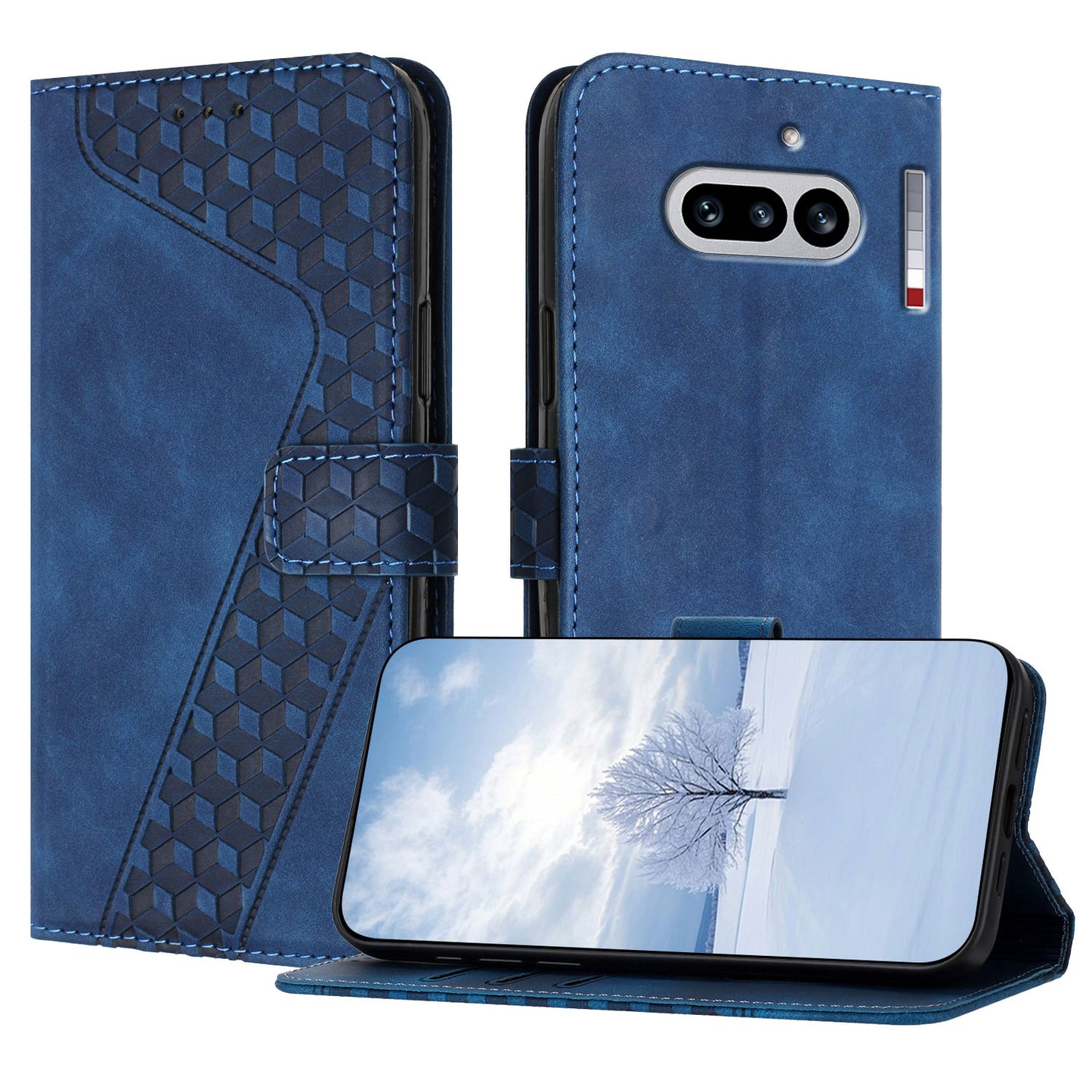 For Nothing Phone (4a) Leather Case 7-Shaped Pattern Wallet Stand Shockproof Phone Cover