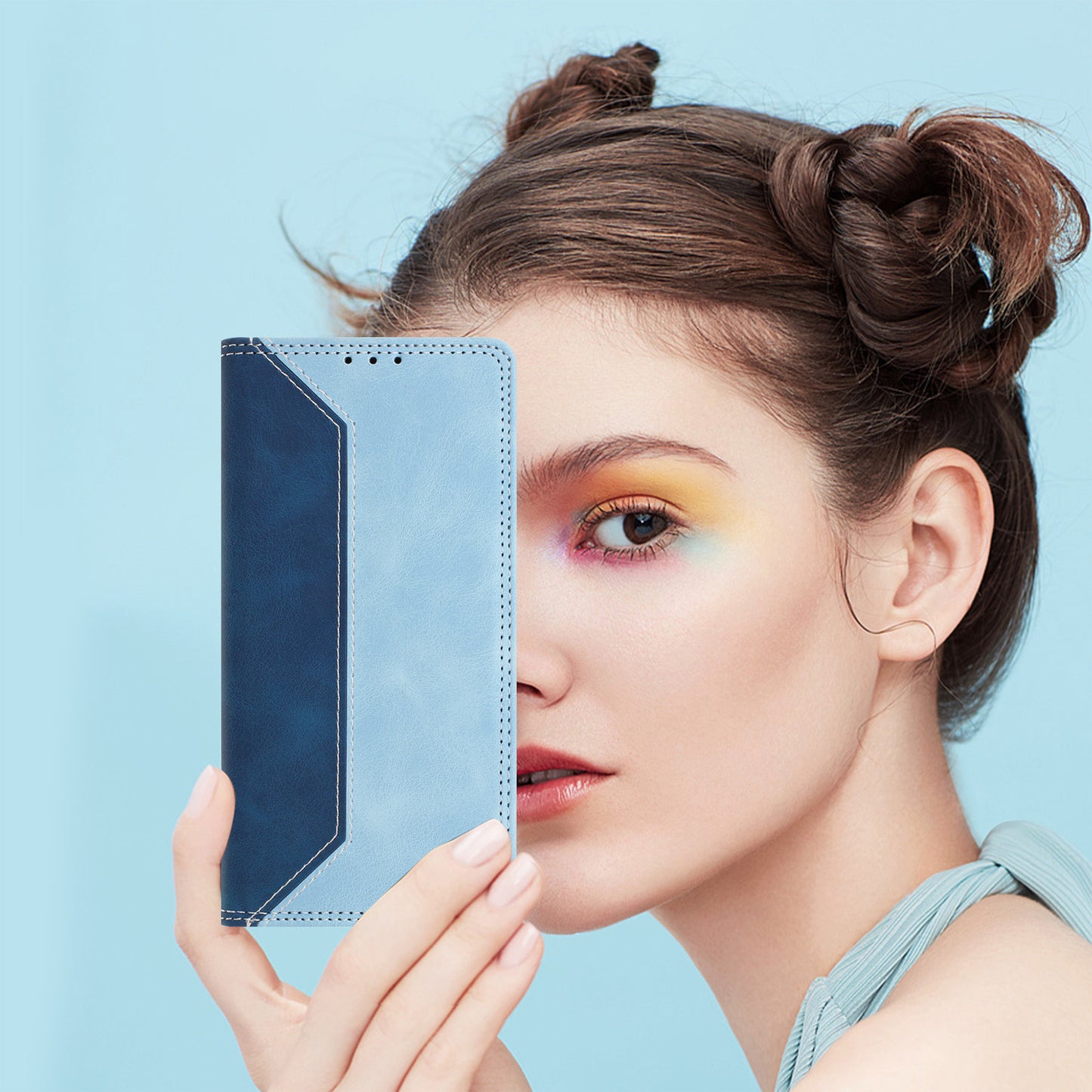 For Nothing Phone (4a) Leather Case Skin Touch Color Splicing RFID Blocking Wallet Stand Phone Cover