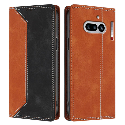 For Nothing Phone (4a) Leather Case Skin Touch Color Splicing RFID Blocking Wallet Stand Phone Cover