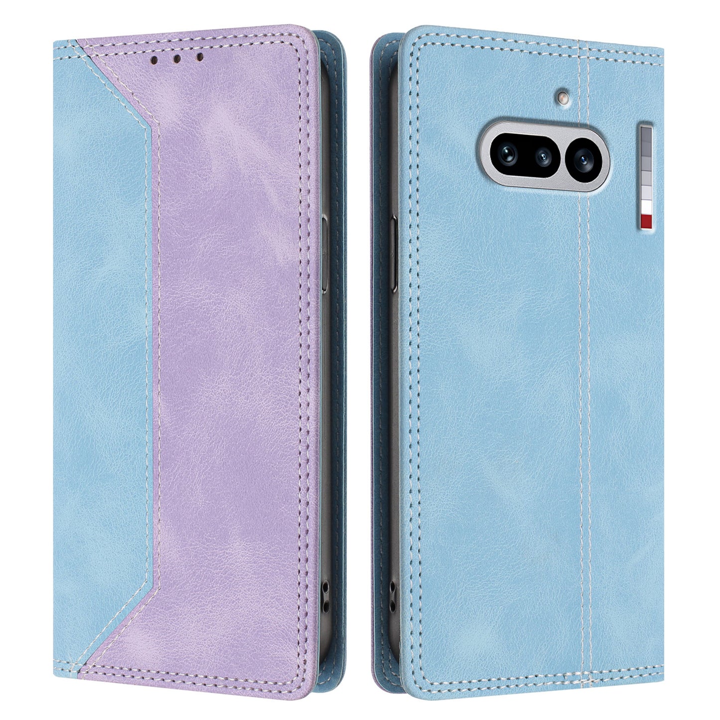 For Nothing Phone (4a) Leather Case Skin Touch Color Splicing RFID Blocking Wallet Stand Phone Cover