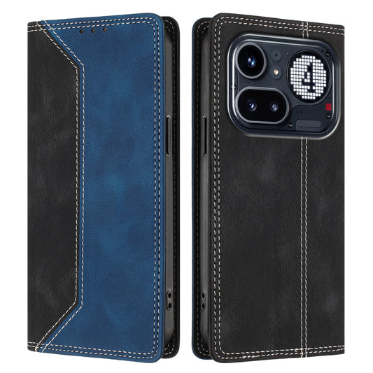 For Nothing Phone (4a) Pro Leather Case Skin Touch Color Splicing RFID Blocking Wallet Stand Phone Cover