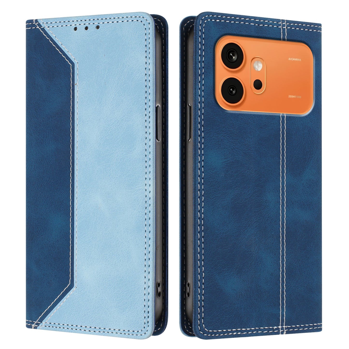 For Honor 600 Pro 5G / Honor 600 5G Leather Case Skin Touch Color Splicing RFID Blocking Wallet Stand Phone Cover