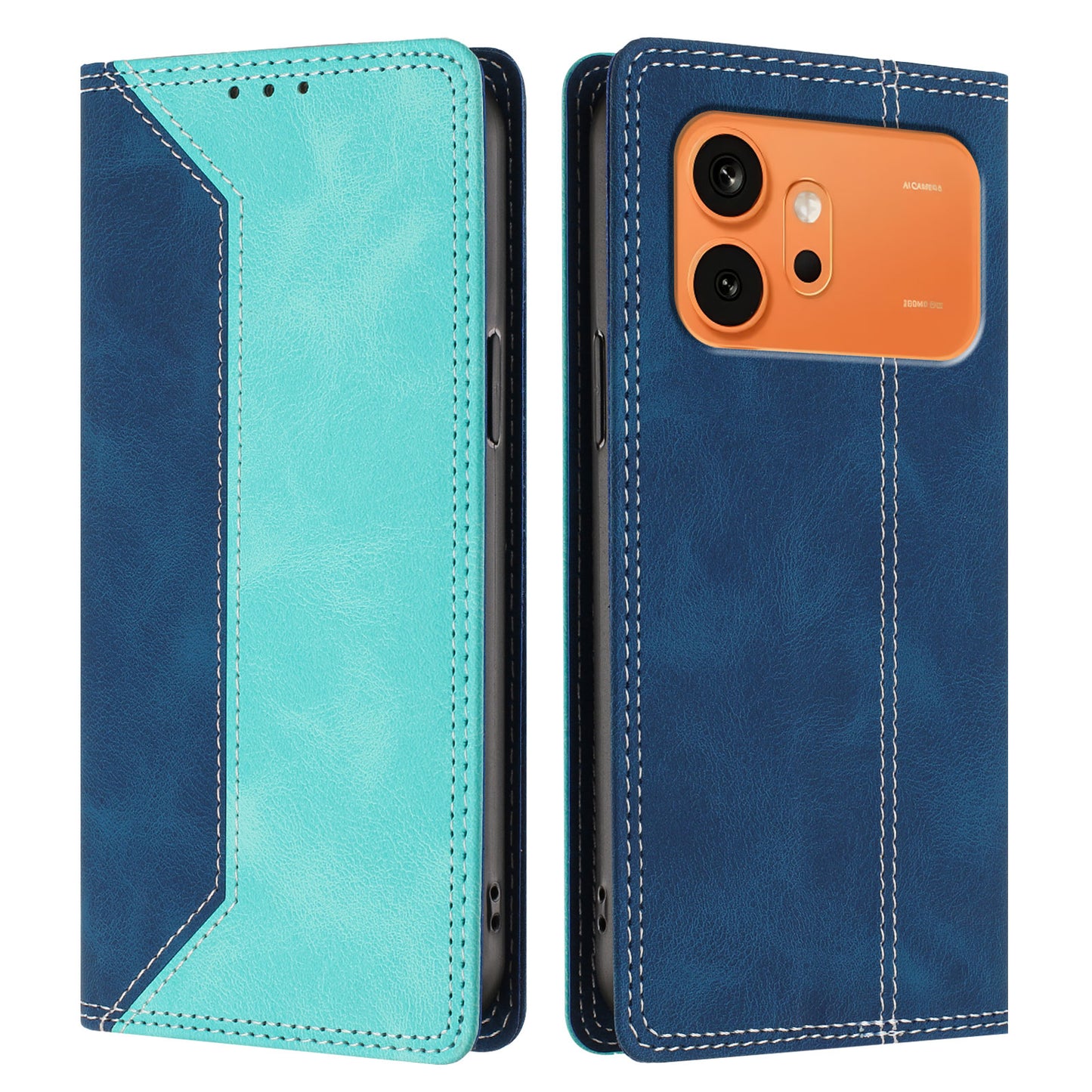 For Honor 600 Pro 5G / Honor 600 5G Leather Case Skin Touch Color Splicing RFID Blocking Wallet Stand Phone Cover