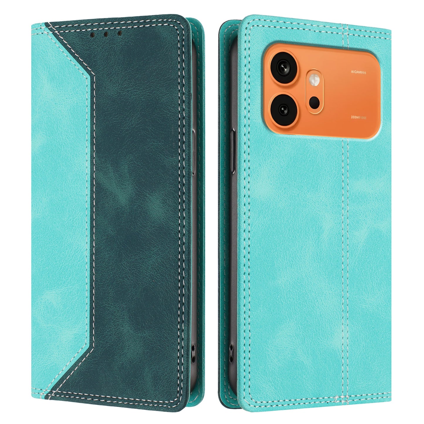 For Honor 600 Pro 5G / Honor 600 5G Leather Case Skin Touch Color Splicing RFID Blocking Wallet Stand Phone Cover