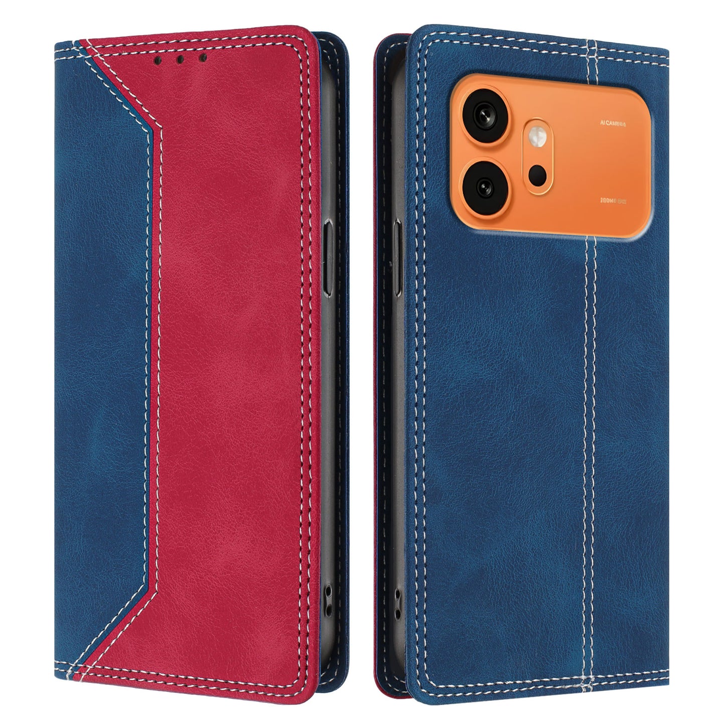 For Honor 600 Pro 5G / Honor 600 5G Leather Case Skin Touch Color Splicing RFID Blocking Wallet Stand Phone Cover