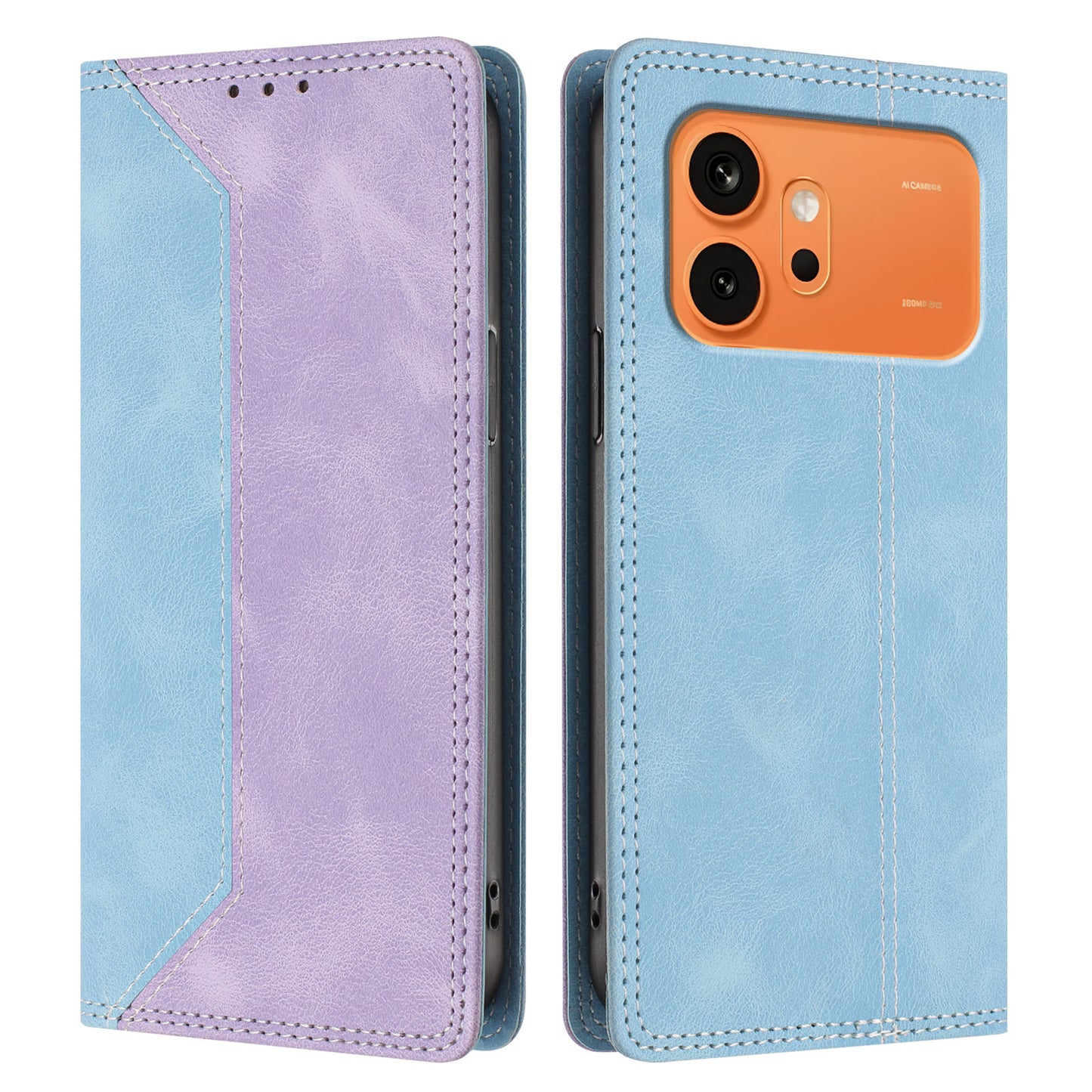 For Honor 600 Pro 5G / Honor 600 5G Leather Case Skin Touch Color Splicing RFID Blocking Wallet Stand Phone Cover