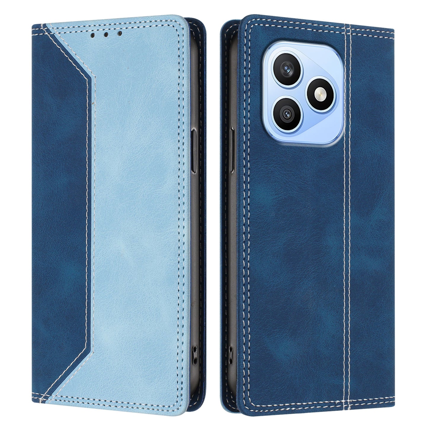 For Honor X8d 4G Leather Case Skin Touch Color Splicing RFID Blocking Wallet Stand Phone Cover