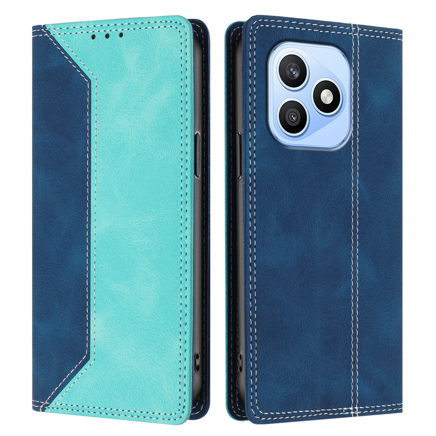 For Honor X8d 4G Leather Case Skin Touch Color Splicing RFID Blocking Wallet Stand Phone Cover
