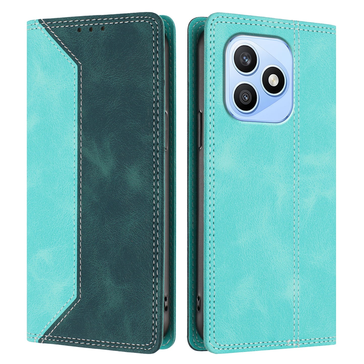 For Honor X8d 4G Leather Case Skin Touch Color Splicing RFID Blocking Wallet Stand Phone Cover