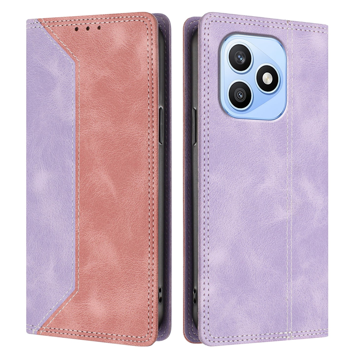 For Honor X8d 4G Leather Case Skin Touch Color Splicing RFID Blocking Wallet Stand Phone Cover