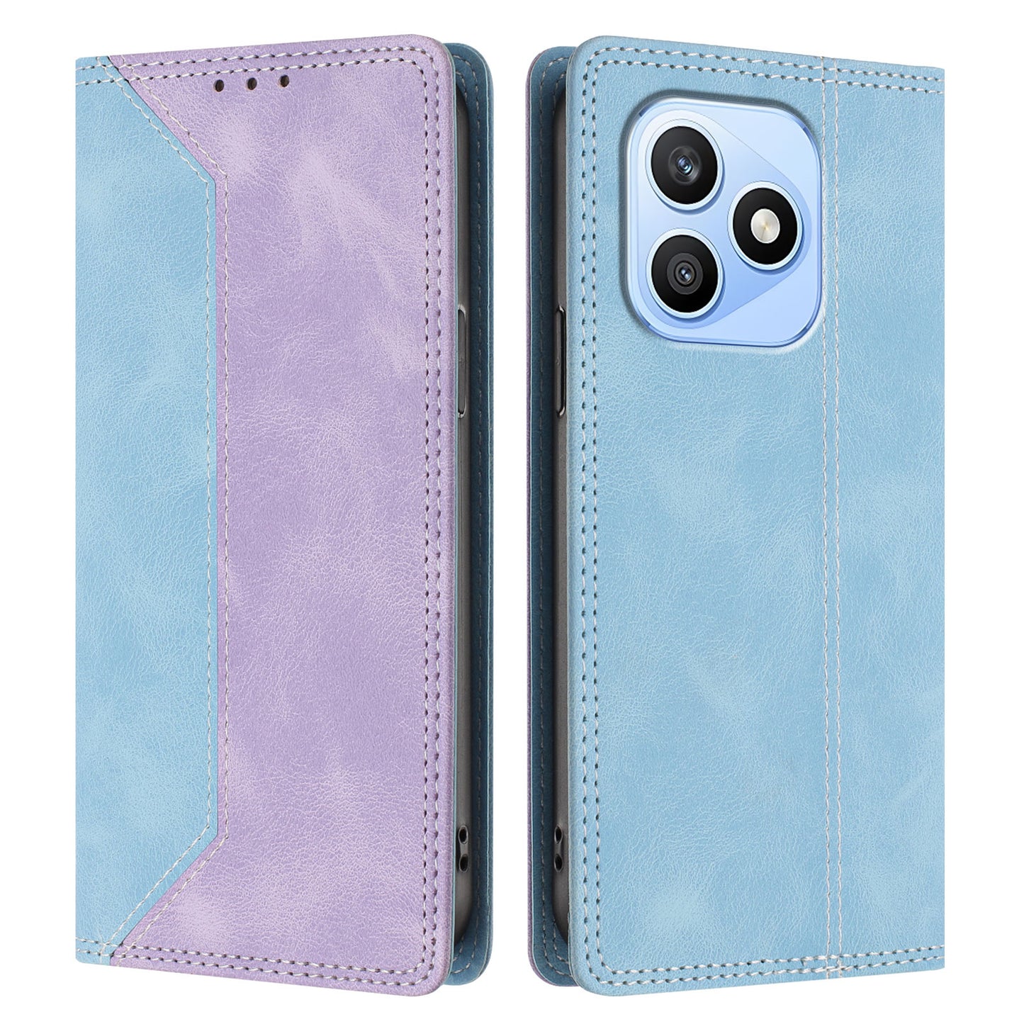 For Honor X8d 4G Leather Case Skin Touch Color Splicing RFID Blocking Wallet Stand Phone Cover
