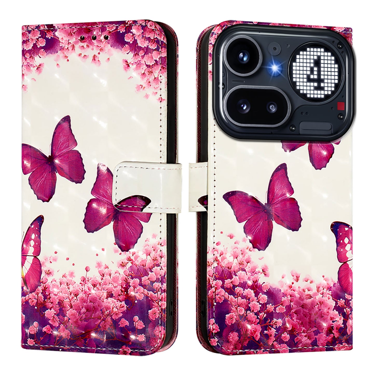 Nothing Phone (4a) Pro Wallet-Handyhülle – Aus Leder, mit 3D-Musterdruck, Brieftaschenfunktion, Ständer, mit Tragegurt