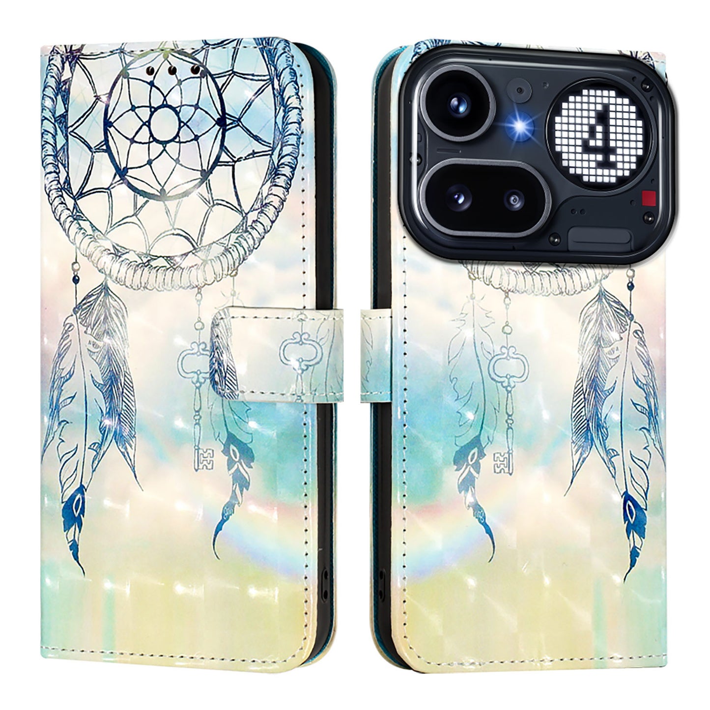 Nothing Phone (4a) Pro Wallet-Handyhülle – Aus Leder, mit 3D-Musterdruck, Brieftaschenfunktion, Ständer, mit Tragegurt