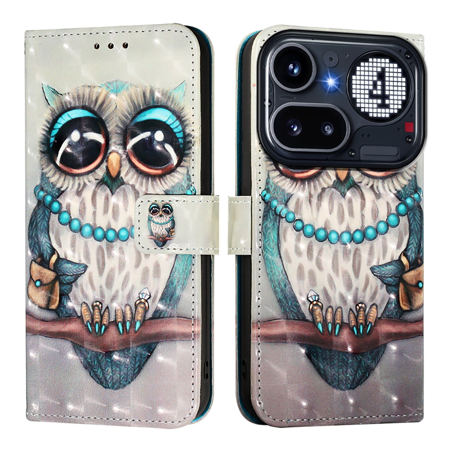 Nothing Phone (4a) Pro Handyhülle – aus Leder, mit 3D-Musterdruck, Brieftaschenfunktion, Ständer, mit Tragegurt