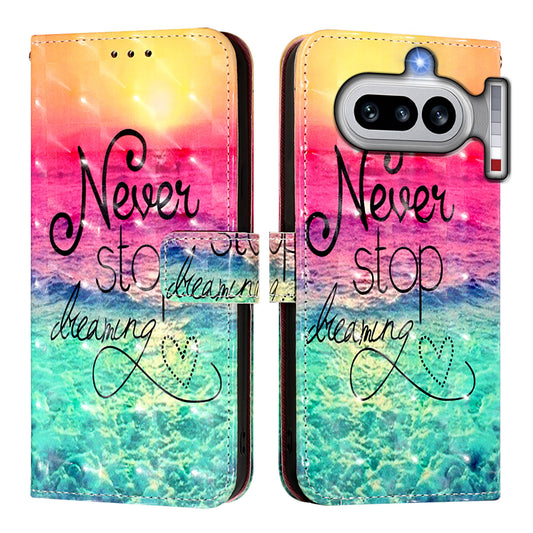 Nothing Phone (4a) Wallet-Handyhülle – Aus Leder, mit 3D-Musterdruck, Brieftaschenfunktion, Ständer, mit Tragegurt