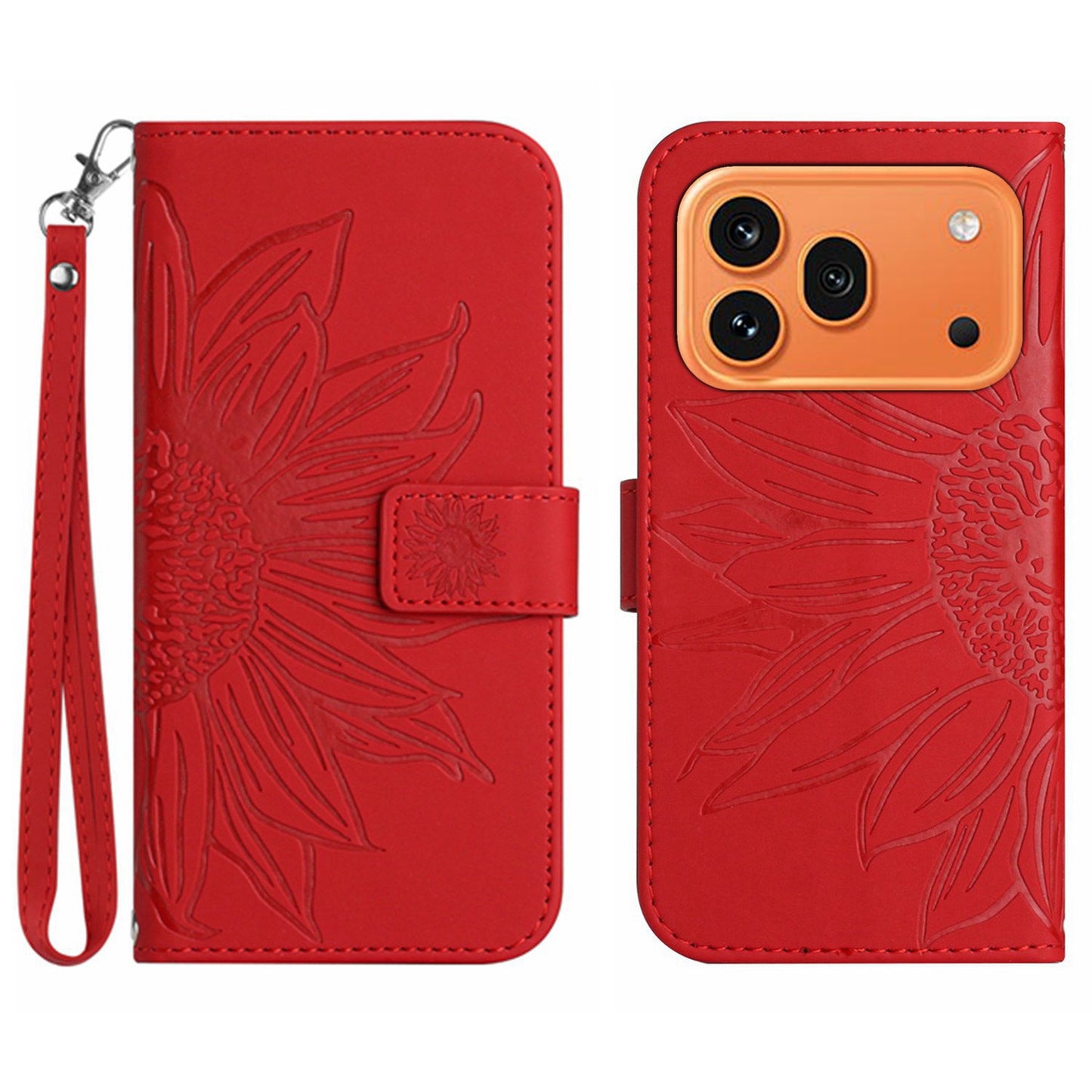 For Honor 600 Pro 5G / Honor 600 5G Case Sunflower Imprint Leather Wallet Phone Cover with Wrist Strap