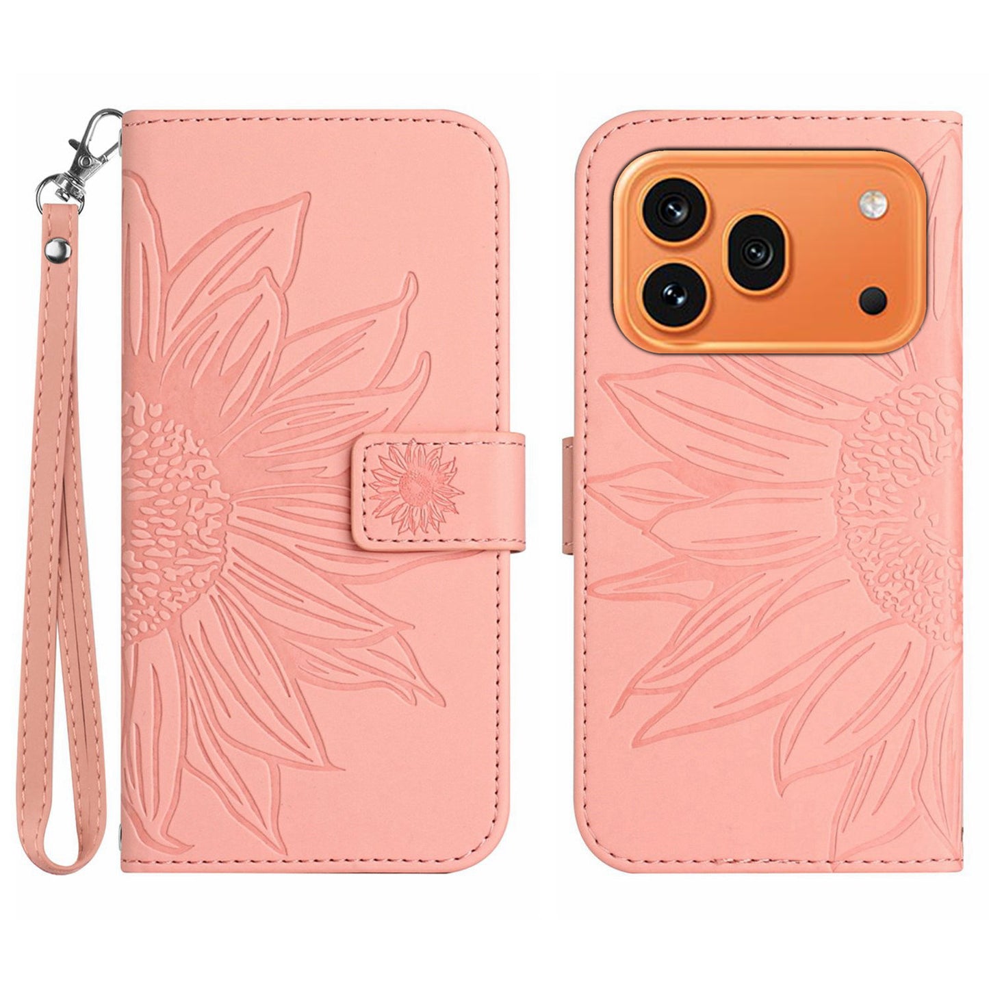 For Honor 600 Pro 5G / Honor 600 5G Case Sunflower Imprint Leather Wallet Phone Cover with Wrist Strap