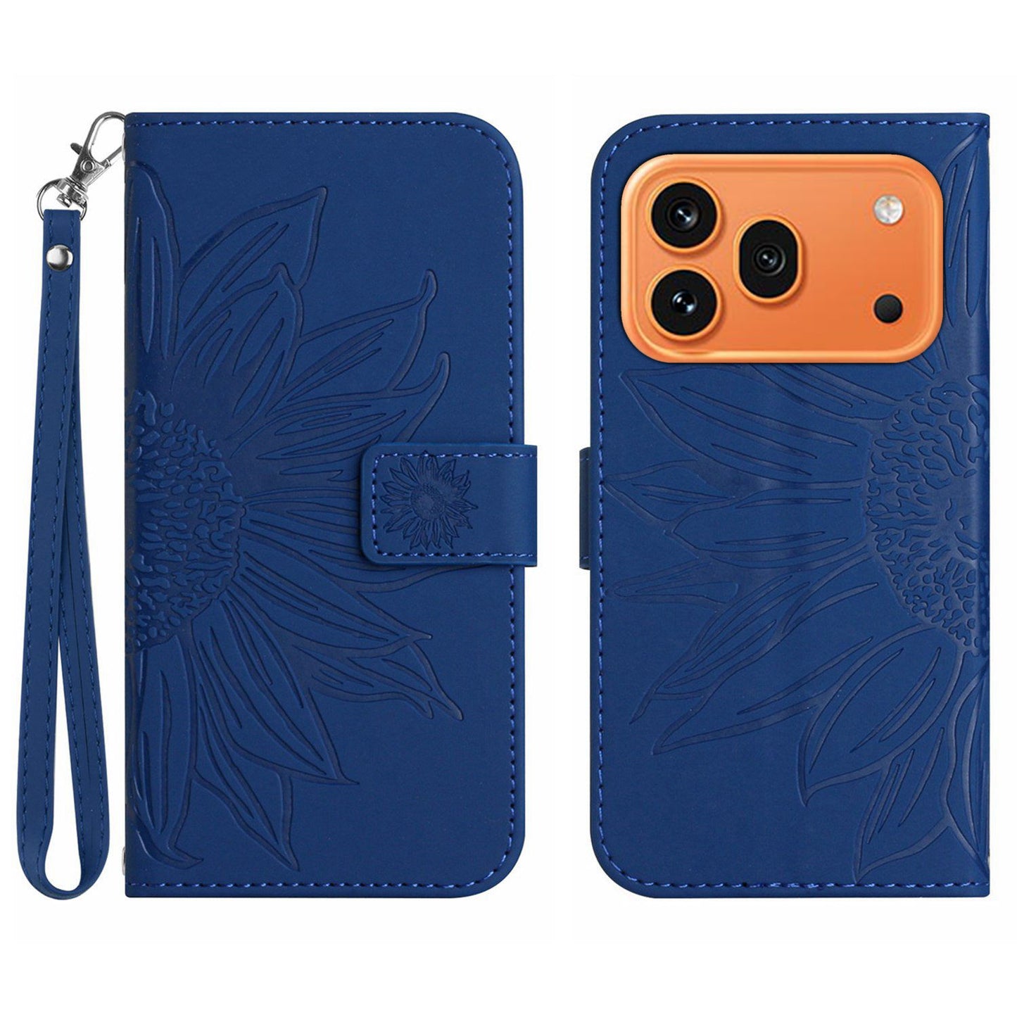 For Honor 600 Pro 5G / Honor 600 5G Case Sunflower Imprint Leather Wallet Phone Cover with Wrist Strap