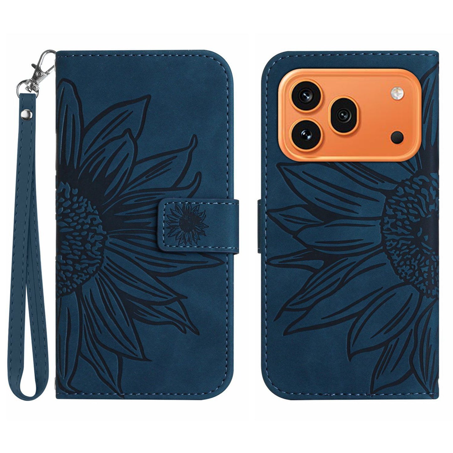For Honor 600 Pro 5G / Honor 600 5G Case Sunflower Imprint Leather Wallet Phone Cover with Wrist Strap