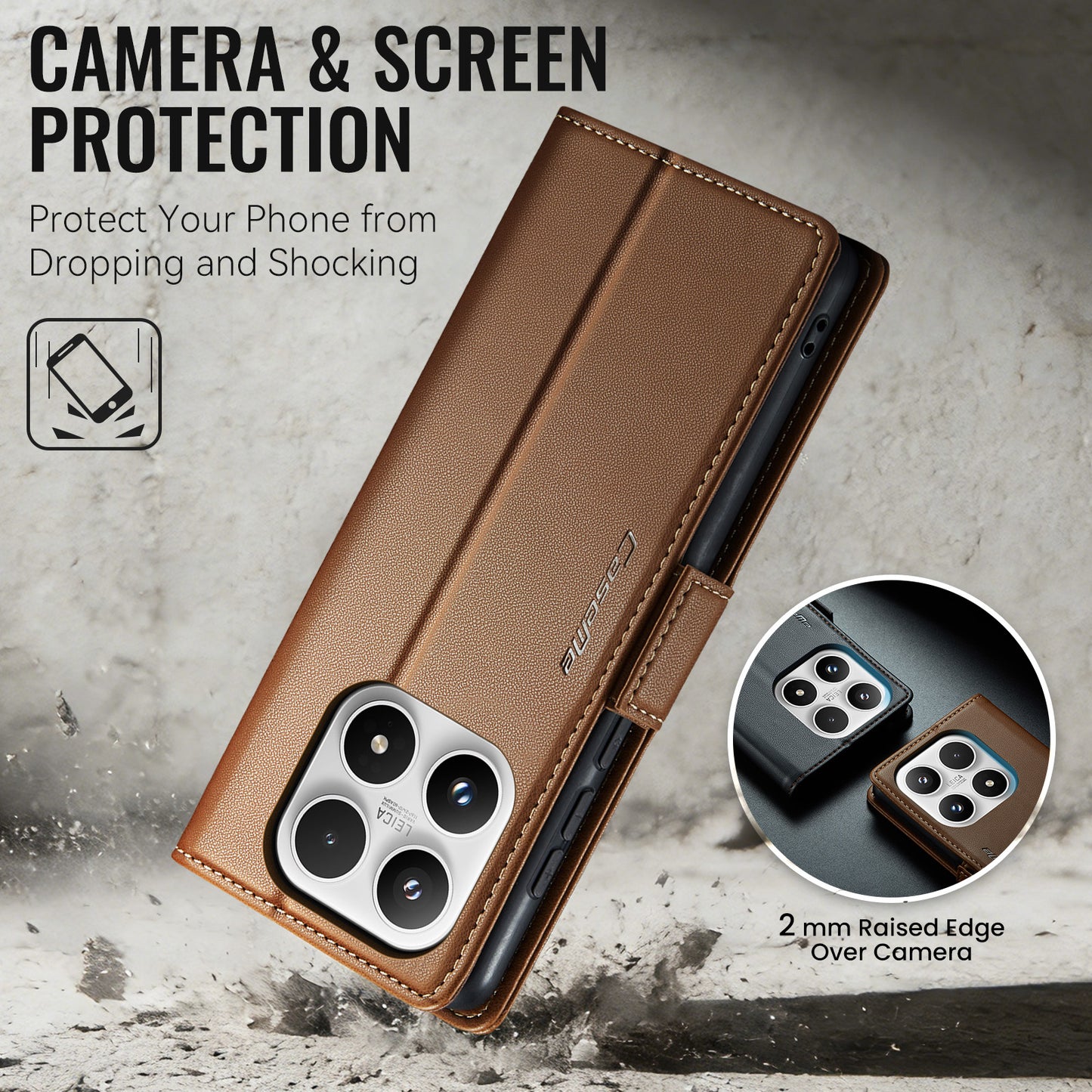 CaseMe for Xiaomi 17 Case CASEME 023 Series RFID Blocking Wallet Stand Glossy Litchi Texture Leather Phone Cover