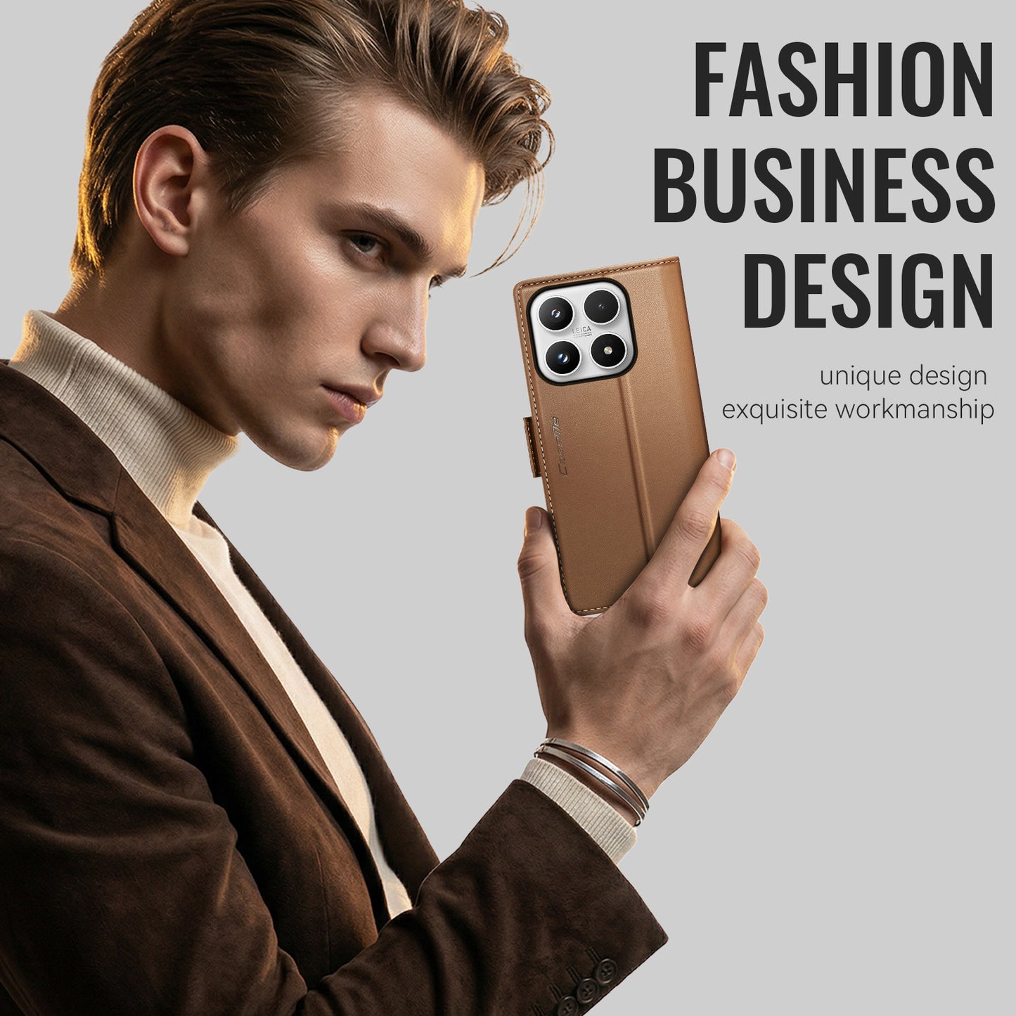 CaseMe for Xiaomi 17 Case CASEME 023 Series RFID Blocking Wallet Stand Glossy Litchi Texture Leather Phone Cover