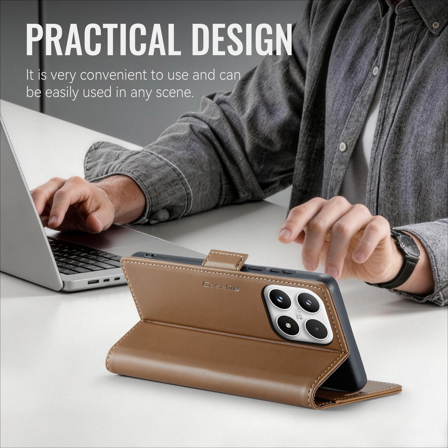 CaseMe for Xiaomi 17 Case CASEME 023 Series RFID Blocking Wallet Stand Glossy Litchi Texture Leather Phone Cover