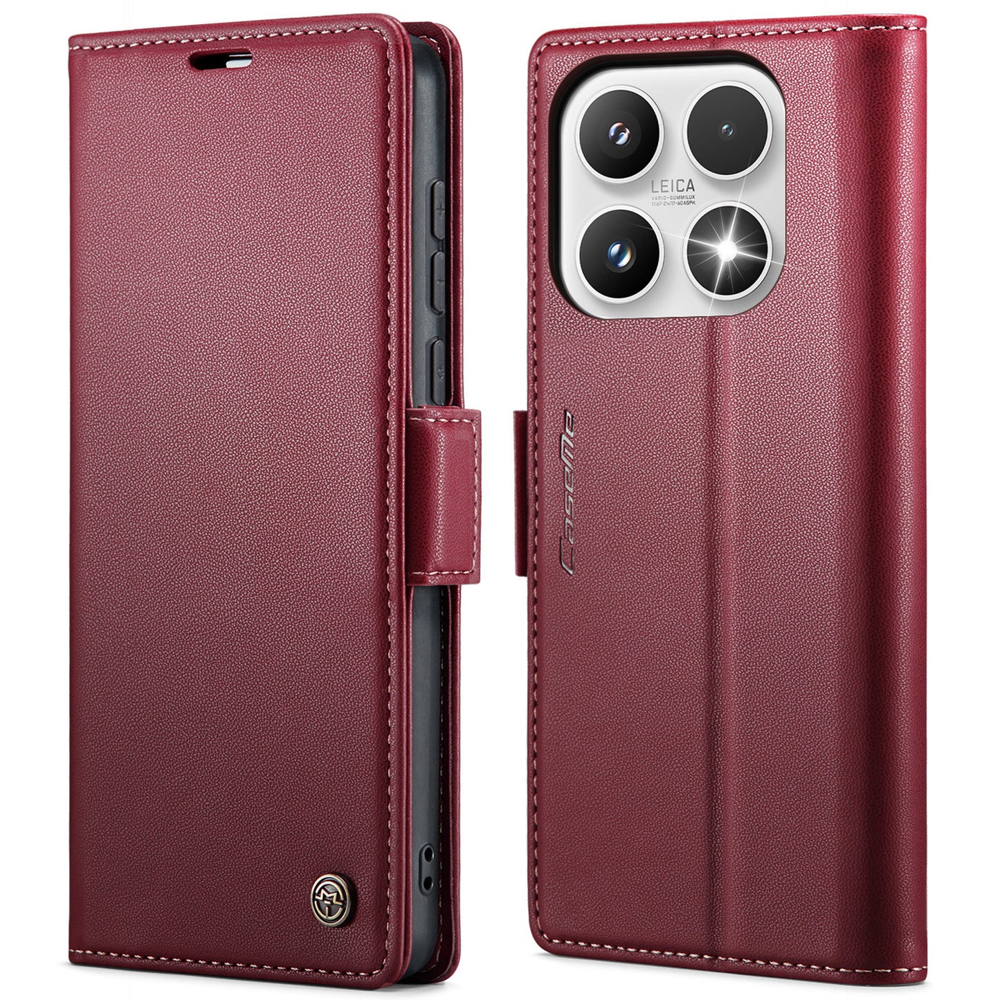 CaseMe for Xiaomi 17 Case CASEME 023 Series RFID Blocking Wallet Stand Glossy Litchi Texture Leather Phone Cover