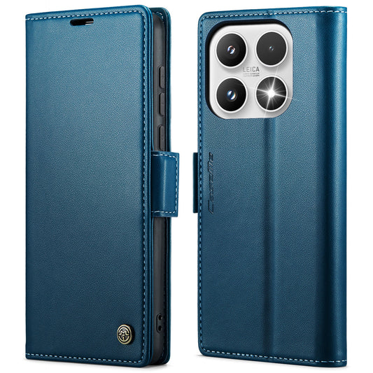 Xiaomi 17 Handyhülle – CASEME 023 Series RFID-blockierende Brieftasche mit Ständer, glänzende Litchi-Textur-Leder