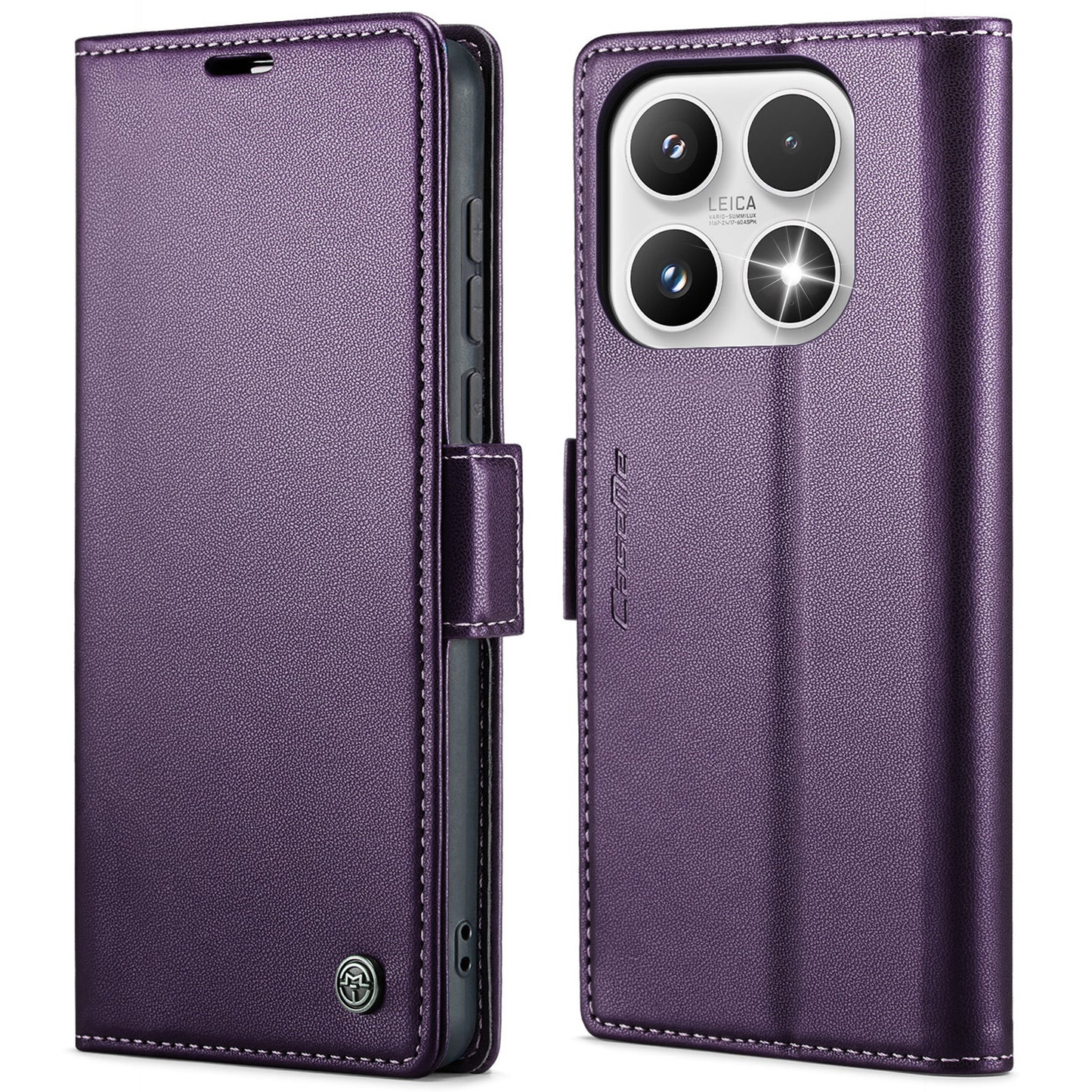 CaseMe for Xiaomi 17 Case CASEME 023 Series RFID Blocking Wallet Stand Glossy Litchi Texture Leather Phone Cover