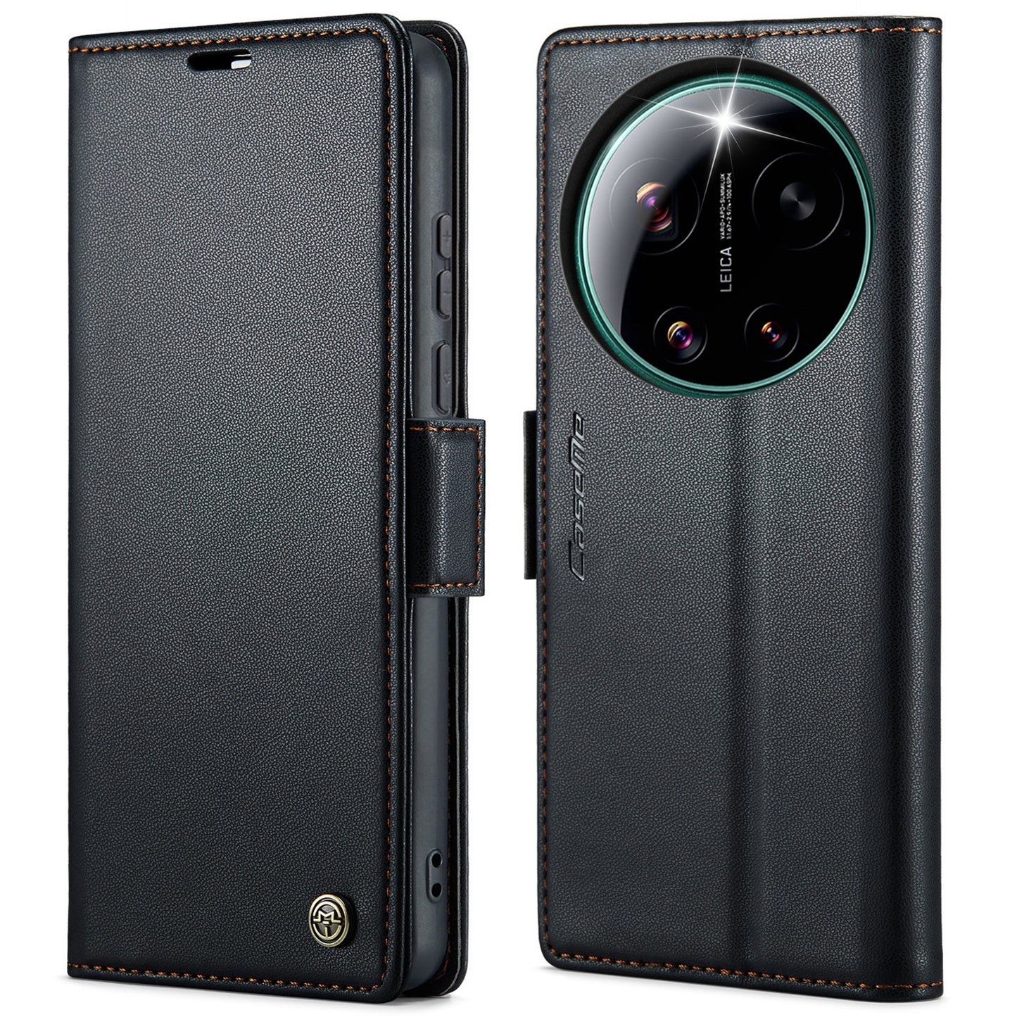 CaseMe for Xiaomi 17 Ultra 5G Case CASEME 023 Series RFID Blocking Wallet Stand Glossy Litchi Texture Leather Phone Cover