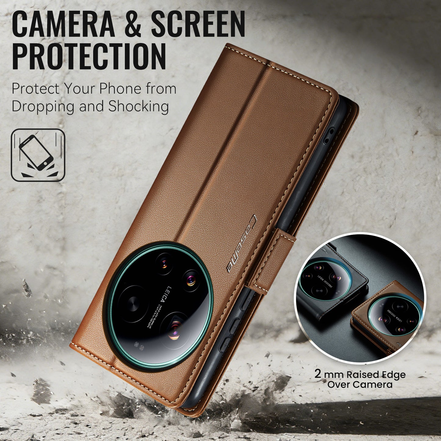 CaseMe for Xiaomi 17 Ultra 5G Case CASEME 023 Series RFID Blocking Wallet Stand Glossy Litchi Texture Leather Phone Cover